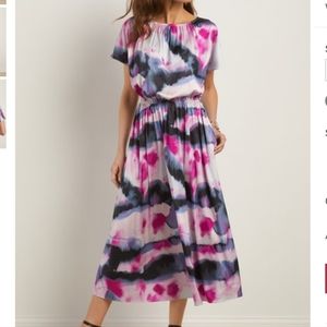 Soft Surroundings Abelia Mid Length Dress in Magenta, Pink and Blue